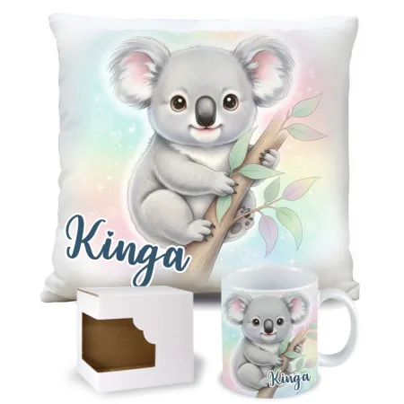 Zestaw Prezentowy Koala – Kubek + Poduszka z Nadrukiem i Personalizacją