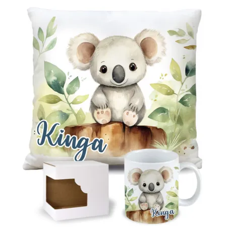 Zestaw Prezentowy Koala – Kubek + Poduszka z Nadrukiem i Personalizacją
