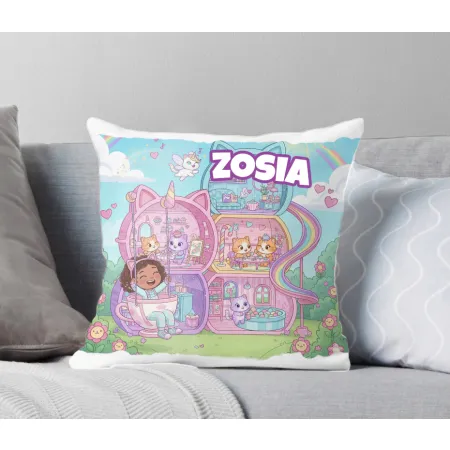 Zestaw Prezentowy Kubek Poduszka Bajkowy Koci Domek z personalizacją