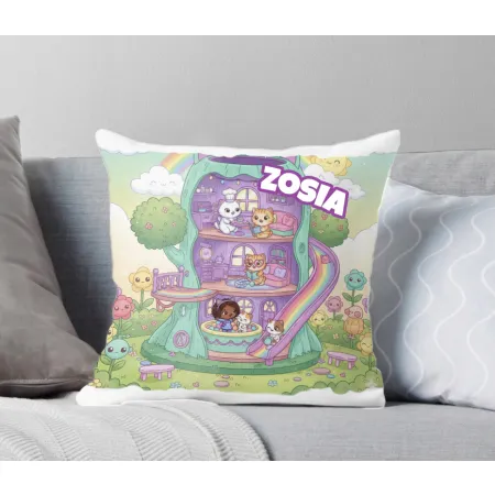 Zestaw Prezentowy Kubek Poduszka Bajkowy Koci Domek z personalizacją