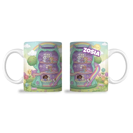 Zestaw Prezentowy Kubek Poduszka Bajkowy Koci Domek z personalizacją