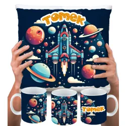 KUBEK PODUSZKA zestaw z PLANETAMI UKŁAD SŁONECZNY KOSMOS ASTRONAUTA