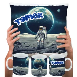 KUBEK PODUSZKA zestaw z PLANETAMI UKŁAD SŁONECZNY KOSMOS ASTRONAUTA