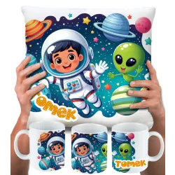 KUBEK PODUSZKA zestaw z PLANETAMI UKŁAD SŁONECZNY KOSMOS ASTRONAUTA