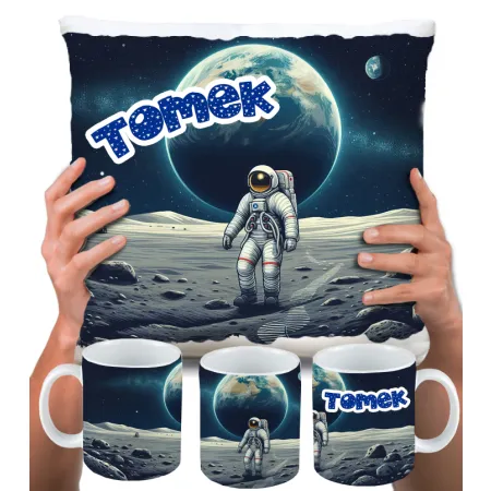 KUBEK PODUSZKA zestaw z PLANETAMI UKŁAD SŁONECZNY KOSMOS ASTRONAUTA