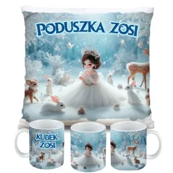 Zestaw Prezentowy Kubek i Poduszka Kraina Śniegu z Księżniczką
