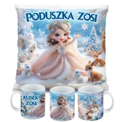 Zestaw Prezentowy Kubek i Poduszka Kraina Śniegu z Księżniczką