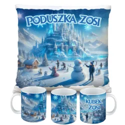 Zestaw Prezentowy Kubek i Poduszka Kraina Śniegu z Księżniczką