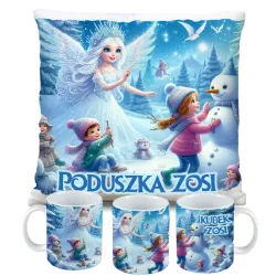 Zestaw Prezentowy Kubek i Poduszka Kraina Śniegu z Księżniczką