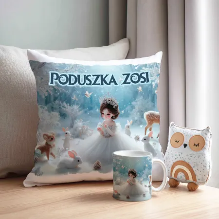 Zestaw Prezentowy Kubek i Poduszka Kraina Śniegu z Księżniczką