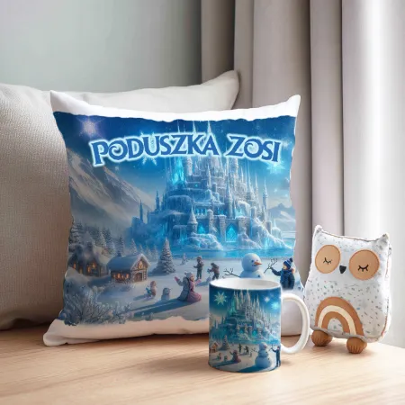 Zestaw Prezentowy Kubek i Poduszka Kraina Śniegu z Księżniczką