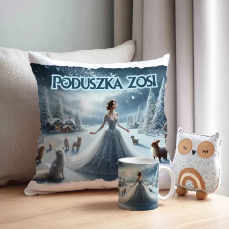 Zestaw Prezentowy Kubek i Poduszka Kraina Śniegu z Księżniczką