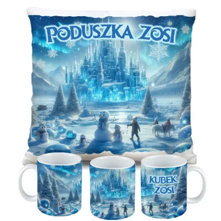 Zestaw Prezentowy Kubek i Poduszka Kraina Śniegu z Księżniczką