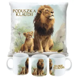 Zestaw prezentowy Król Lew kubek + poduszka na urodziny dla dziecka