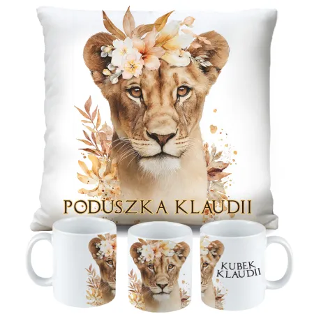 Zestaw prezentowy Król Lew kubek + poduszka na urodziny dla dziecka