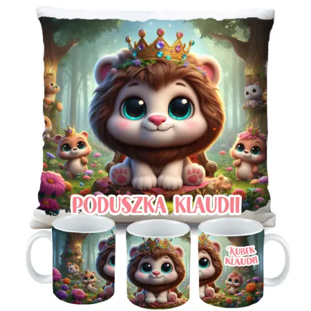 Zestaw prezentowy Król Lew kubek + poduszka na urodziny dla dziecka