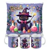 Zestaw Halloween MAGICZNY czarny KOT Kubek + Poduszka Prezent Upominek