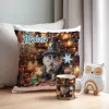 Zestaw Halloween MAGICZNY czarny KOT Kubek + Poduszka Prezent Upominek