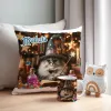 Zestaw Halloween MAGICZNY czarny KOT Kubek + Poduszka Prezent Upominek
