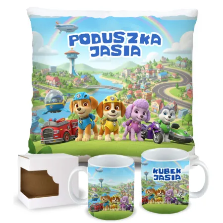 Paw Friends / Psia Misja – Zestaw Prezentowy Kubek + Poduszka z Imieniem Twojego Pupila!