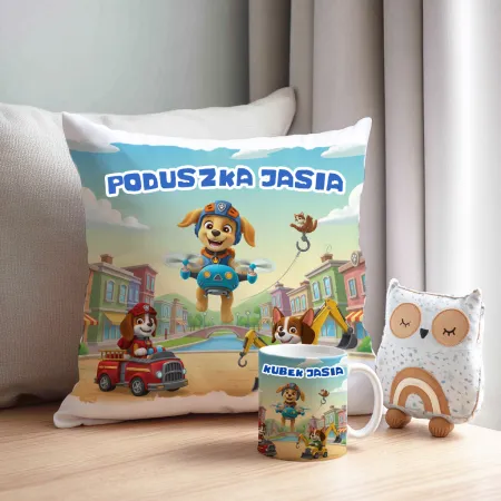 Paw Friends / Psia Misja – Zestaw Prezentowy Kubek + Poduszka z Imieniem Twojego Pupila!