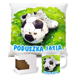Zestaw dla Piłkarza Kubek + Poduszka z grafiką piłkarską DLA KIBICA FANA