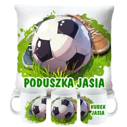 Zestaw dla Piłkarza Kubek + Poduszka z grafiką piłkarską DLA KIBICA FANA