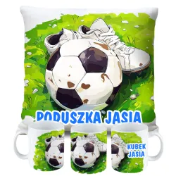 Zestaw dla Piłkarza Kubek + Poduszka z grafiką piłkarską DLA KIBICA FANA