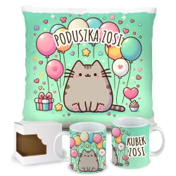 ZESTAW PODUSZKA KUBEK Z NADRUKIEM SŁODKIEGO KOTKA KOTA SŁODKI KOTEK KOT