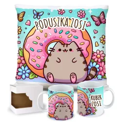 ZESTAW PODUSZKA KUBEK Z NADRUKIEM SŁODKIEGO KOTKA KOTA SŁODKI KOTEK KOT
