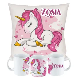 ZESTAW PODUSZKA KUBEK JEDNOROŻEC UNICORN NA URODZINY