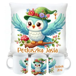 Kubek Poduszka z Sową Sowa Sówka Dziecięcy prezent Zestaw na Urodziny