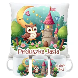 Kubek Poduszka z Sową Sowa Sówka Dziecięcy prezent Zestaw na Urodziny