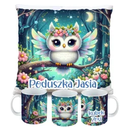 Kubek Poduszka z Sową Sowa Sówka Dziecięcy prezent Zestaw na Urodziny