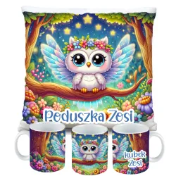 Kubek Poduszka z Sową Sowa Sówka Dziecięcy prezent Zestaw na Urodziny