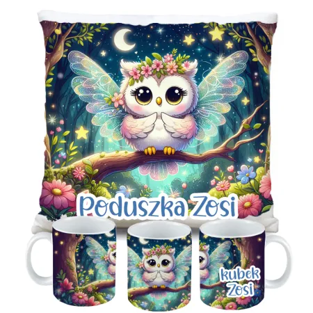 Kubek Poduszka z Sową Sowa Sówka Dziecięcy prezent Zestaw na Urodziny