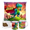 ZESTAW PREZENTOWY Kubek Poduszka Dinozaur Dinozaury T-rex Super Dinuś
