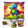 ZESTAW PREZENTOWY Kubek Poduszka Dinozaur Dinozaury T-rex Super Dinuś