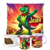 ZESTAW PREZENTOWY Kubek Poduszka Dinozaur Dinozaury T-rex Super Dinuś