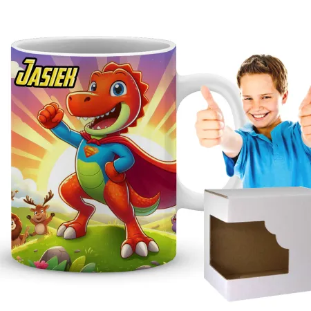 PREZENTOWY Kubek Dinozaur Dinozaury T-rex Super Dinuś