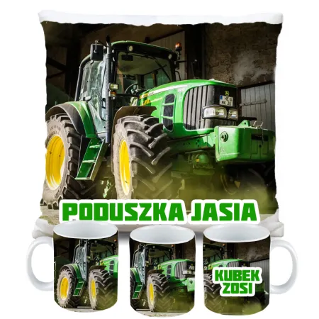 Zestaw na Prezent Rolnika Kubek Poduszka z Traktorem Styl Farming Symulator