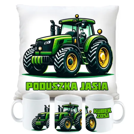 Zestaw na Prezent Rolnika Kubek Poduszka z Traktorem Styl Farming Symulator