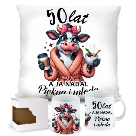 PREZENT NA 30 40 50 60 70 80 URODZINY DLA KOBIETY KUBEK + PODUSZKA ZESTAW
