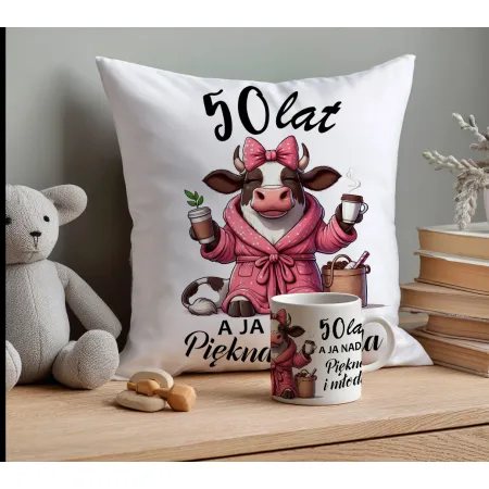 PREZENT NA 30 40 50 60 70 80 URODZINY DLA KOBIETY KUBEK + PODUSZKA ZESTAW