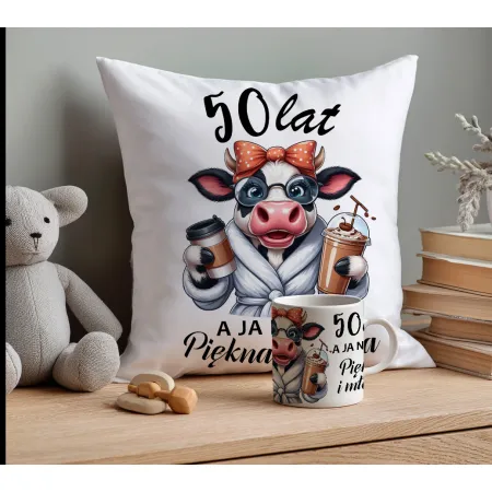 PREZENT NA 30 40 50 60 70 80 URODZINY DLA KOBIETY KUBEK + PODUSZKA ZESTAW