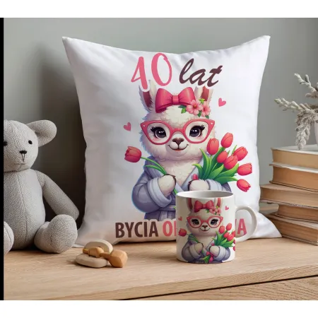 PREZENT NA 30 40 50 60 70 80 URODZINY DLA KOBIETY KUBEK + PODUSZKA ZESTAW