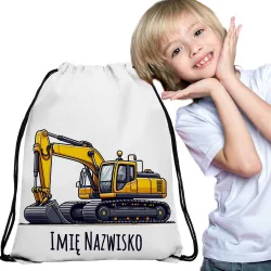 WOREK do przedszkola na buty PLECAK do szkoły żłobka Żółta Koparka + imię
