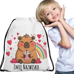 WOREK do przedszkola na buty PLECAK szkoły żłobka Kapibara Capybara + imię
