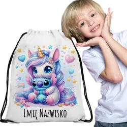 WOREK do przedszkola na kapcie buty PLECAK szkoły żłobka Jednorożec + imię