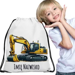 WOREK do przedszkola na buty PLECAK do szkoły żłobka Żółta Koparka + imię